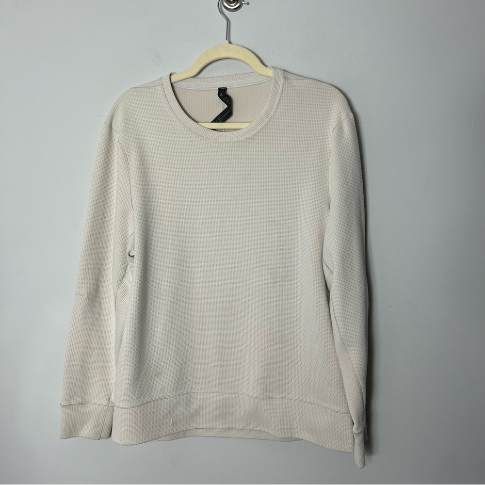 Lululemon Mens Cream Textured Crewneck Long Sleeve Pullover Shirt Size Med 18